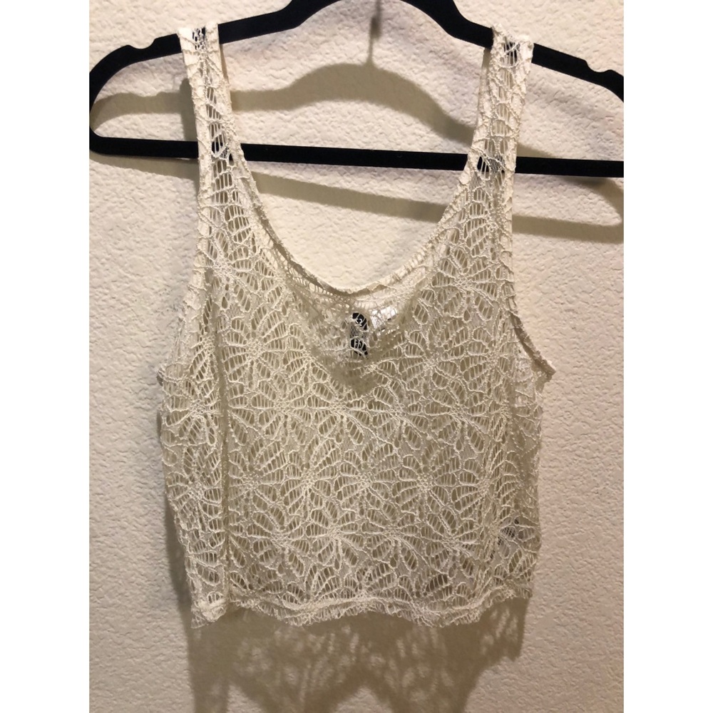 H&M White Floral Coverup Crop Top